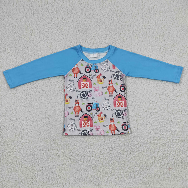 BT0110 baby boy clothes blue farm shirt winter top