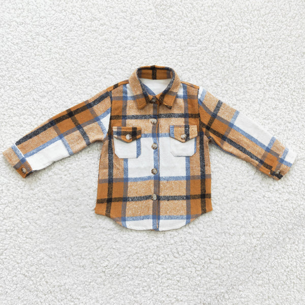 BT0189 toddler clothes yellow plaid shirt