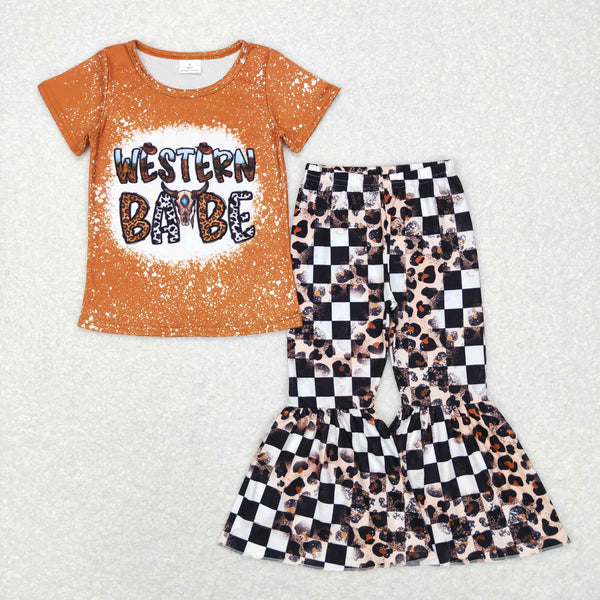 GSPO0388 toddler girl clothes babe western clothes girl bell bottom outfit