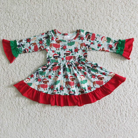 6 A6-17- girl christmas dog winter long sleeve dress - -promotion 2024.11.30 $2.99