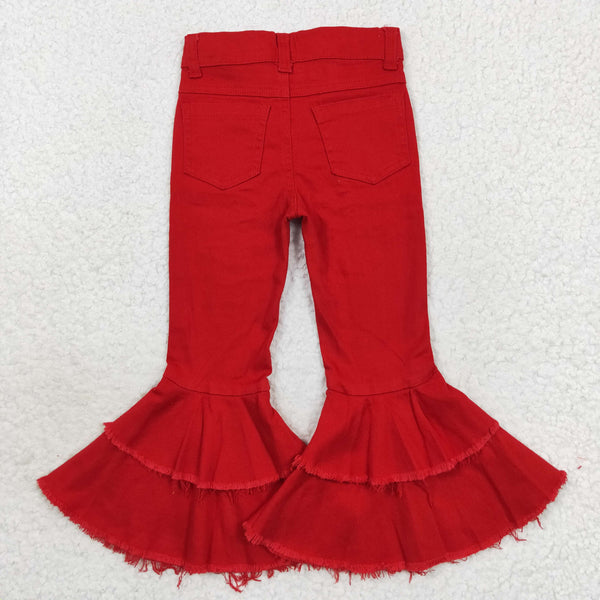 P0270  kids clothes girls red jeans bell botton pant flare pants