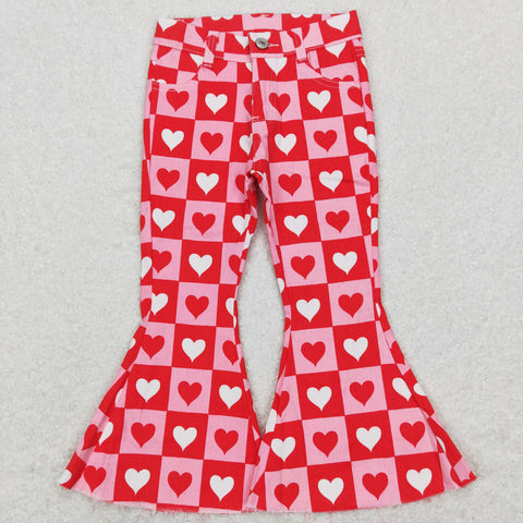 P0324 toddler girl clothes girl valentines day clothes heart toddler bell bottom jeans