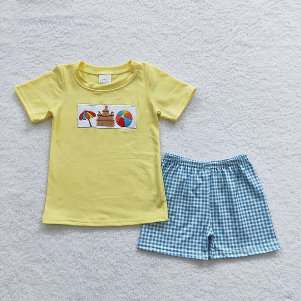 toddler clothes yellow embroidery summer shorts set kids matching clothing