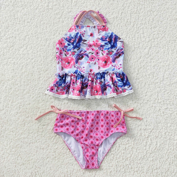 S0156 baby girl clothes floral girl swimsuit swimwear