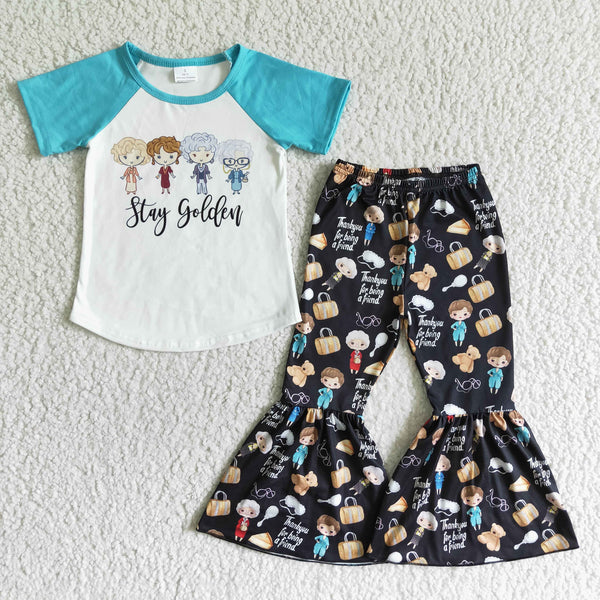 C6-23 baby girl clothes blue cartoon short sleeve fall spring set-promotion 2024.6.29 $2.99