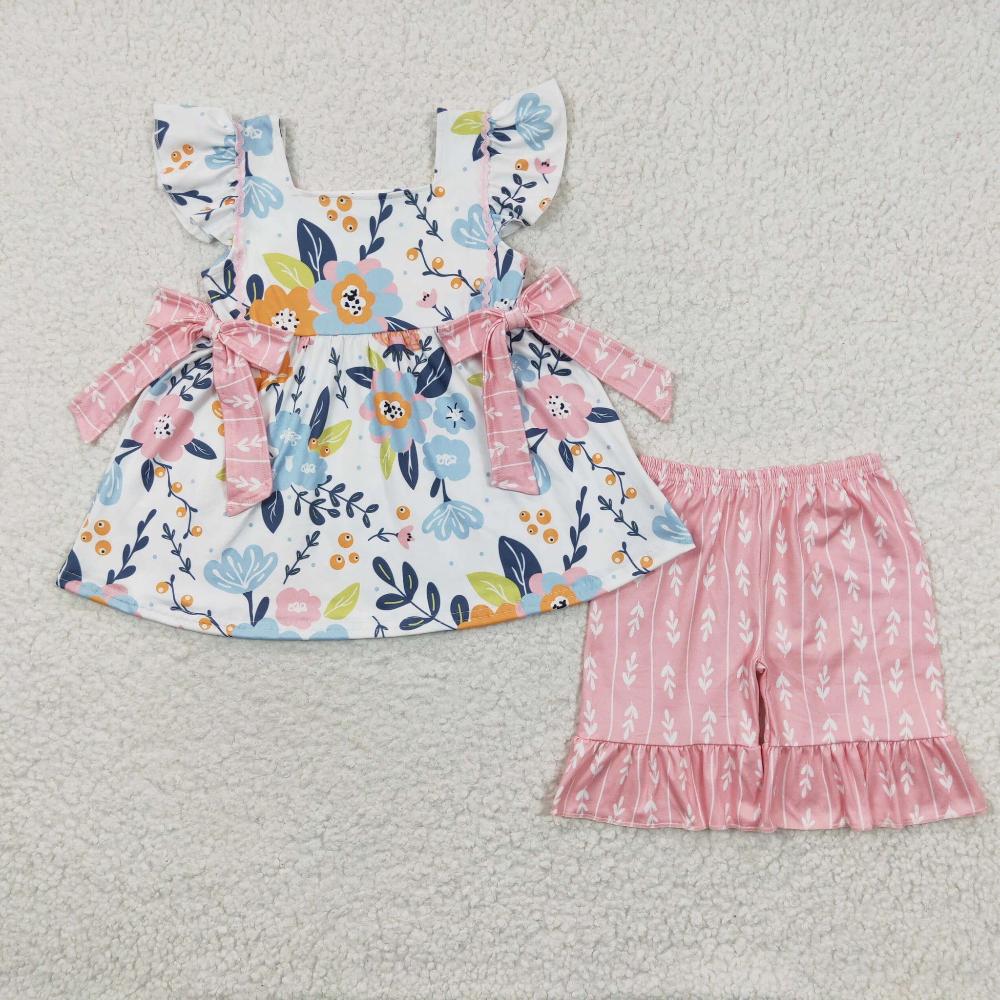 GSSO0241 baby girl clothes floral girl summer outfit