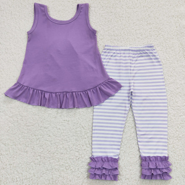 GSPO0506 kids clothes girls purple bow fall spring outfit