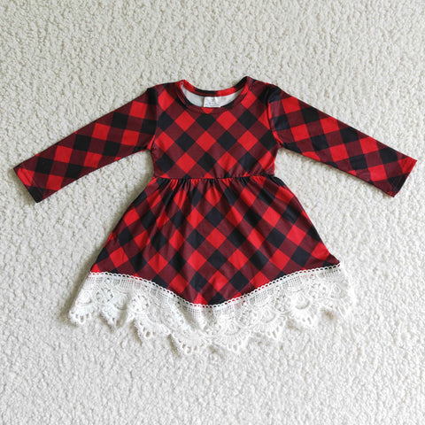 GLD0024 baby girl clothes red plaid girl winter dresses