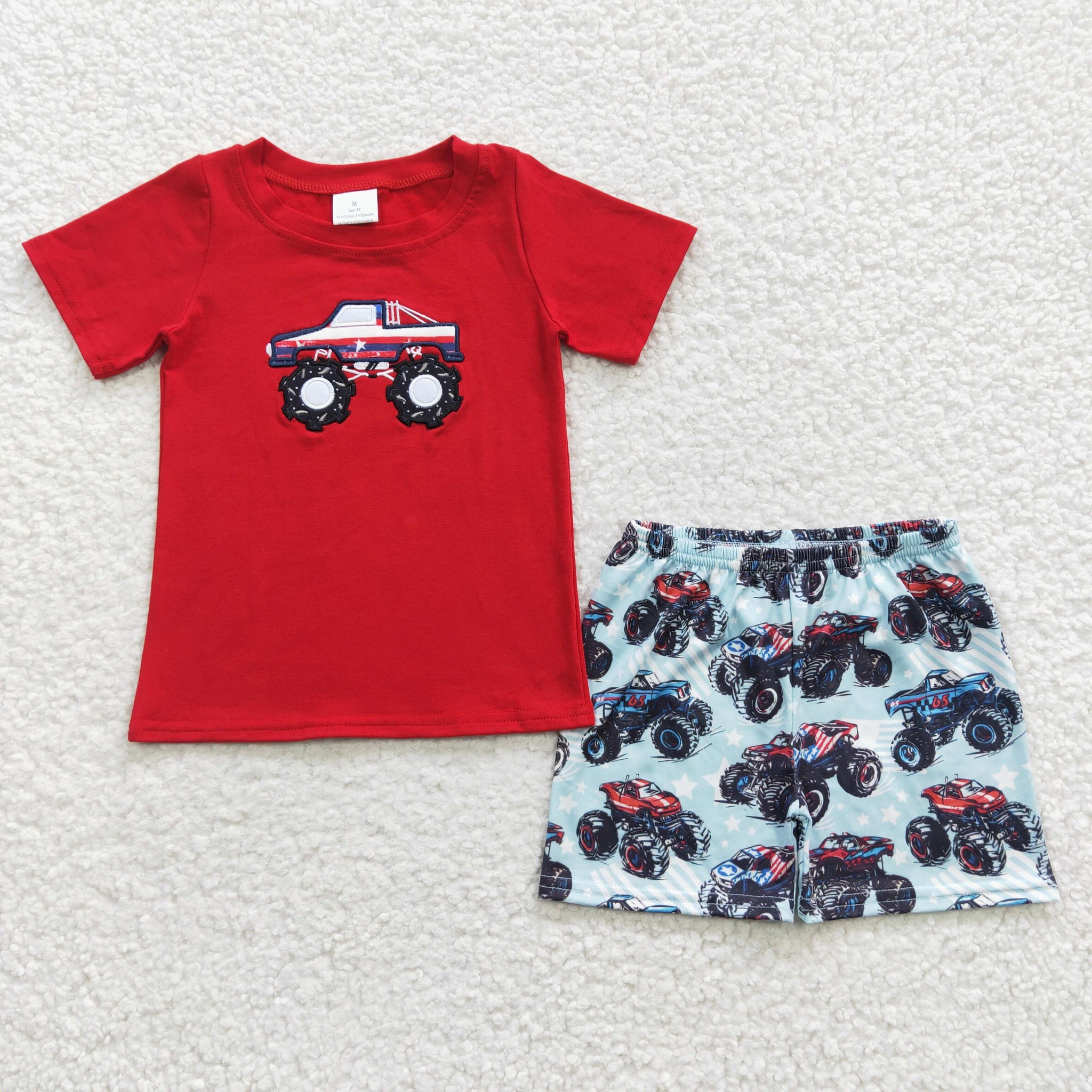 BSSO0185 baby boy clothes red embroidery summer outfits