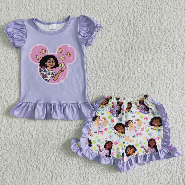 GSSO0001 kids clothes summer purple cartoon short sleeve set-promotion 2024.4.27 $5.5