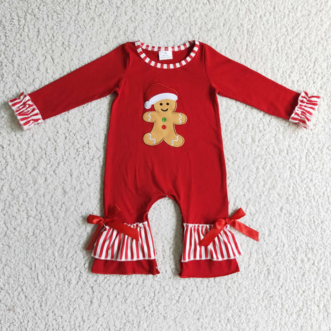 LR0196 RTS baby girl clothes red christmas romper