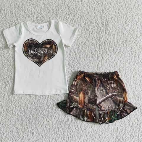 GSSO0004 kids clothing daddy's girl camo short sleeve set girl summer shorts set-promotion 2024.4.27 $5.5