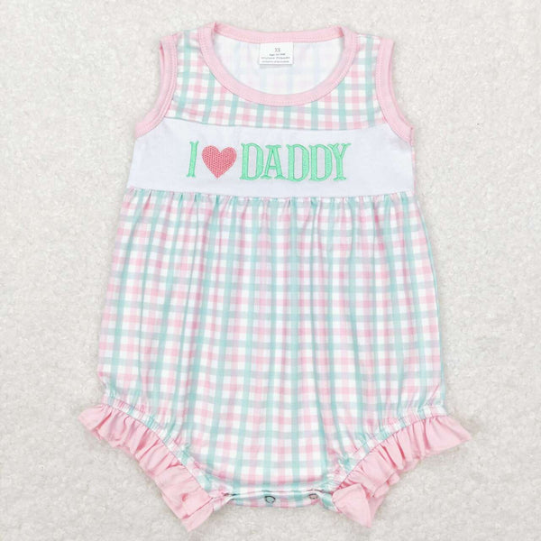 SR0713 baby girl clothes I love daddy bubble embroidery  short sleeve romper girl mother's day bubble