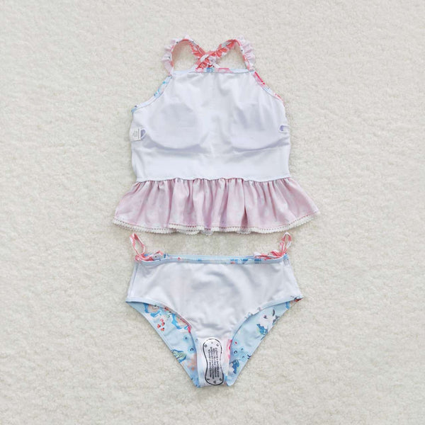 S0159 baby girl clothes floral flower girl swimsuit swimwear beach wear 1