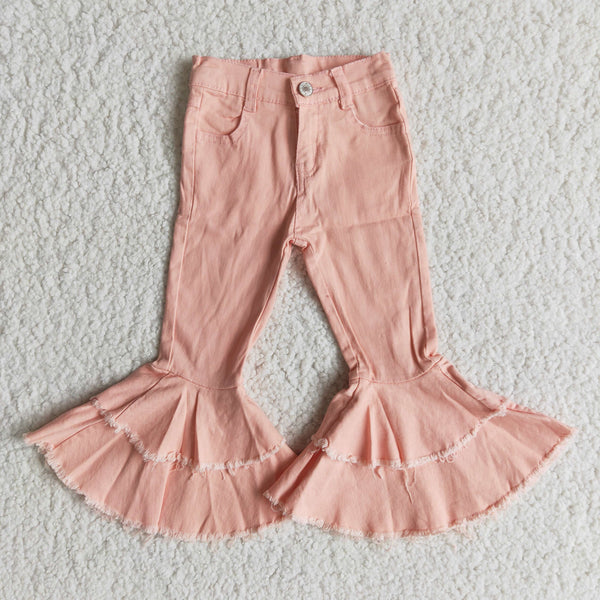 girl coral denim pants