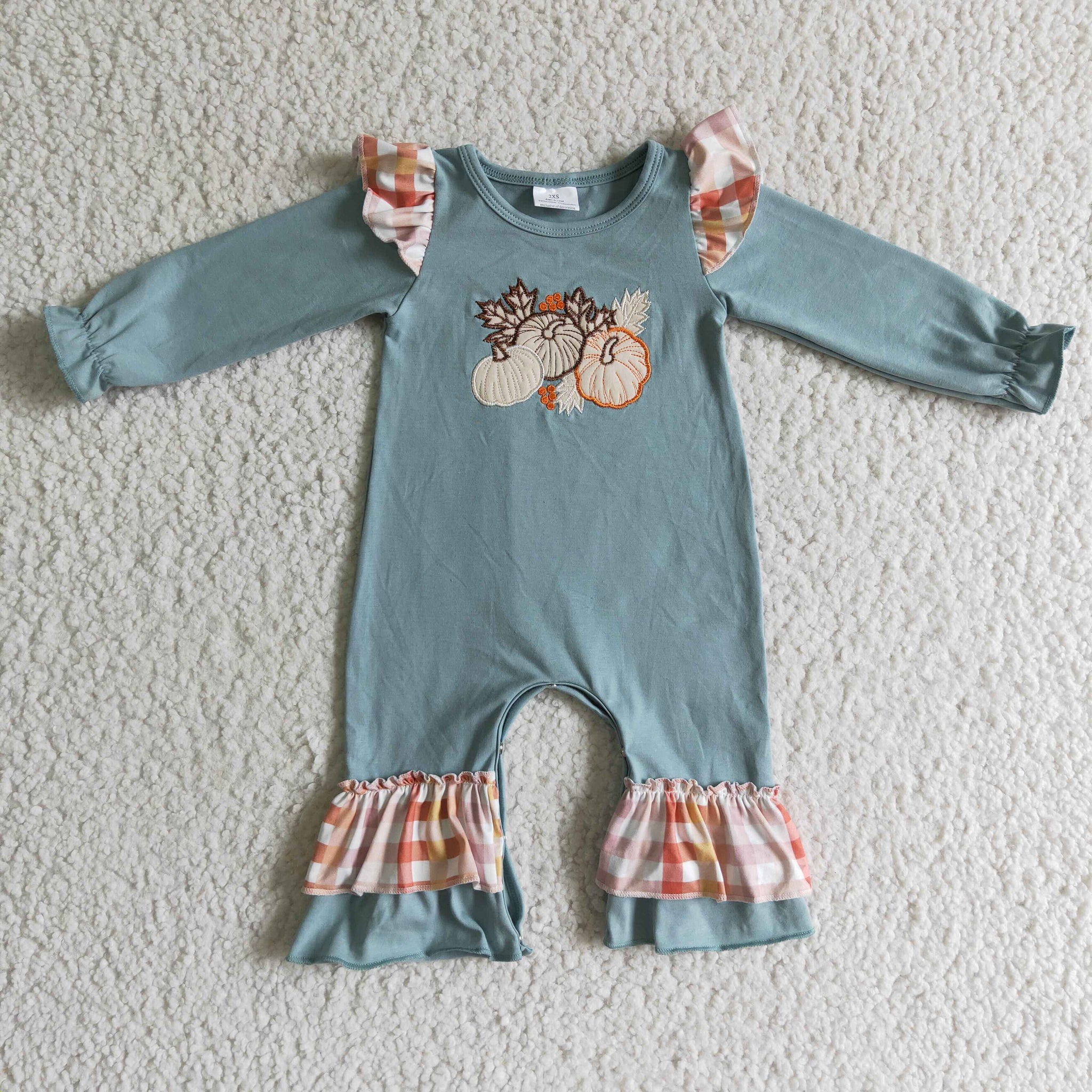 LR0105 baby halloween pumpkin embroidery romper