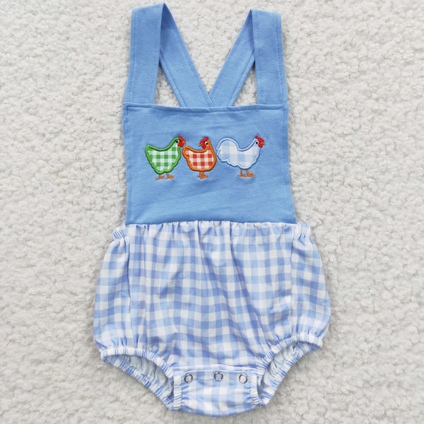 SR0286 baby girl clothes embroidery chicken farm summer bubble