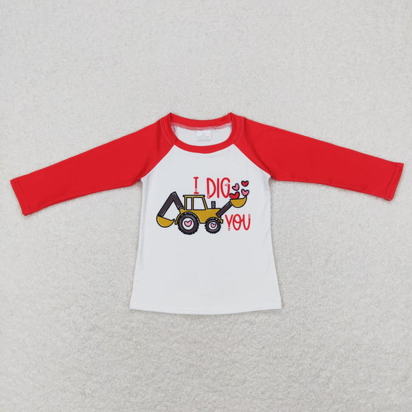 BT0523 boy clothes tractor hearts valentines day top