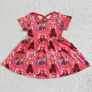 GSD0059 kids clothing girl cartoon red short sleeve dress-promotion 2024.5.25 $2.99