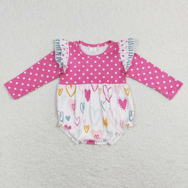 LR0872 baby girl clothes heart baby valentines day bubble romper baby valentines day clothes