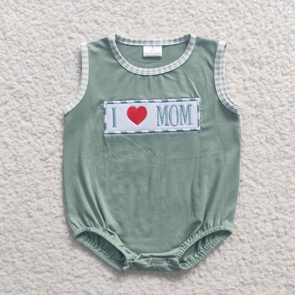 SR0251 baby boy clothes i love mom embroidery mother's day bubble