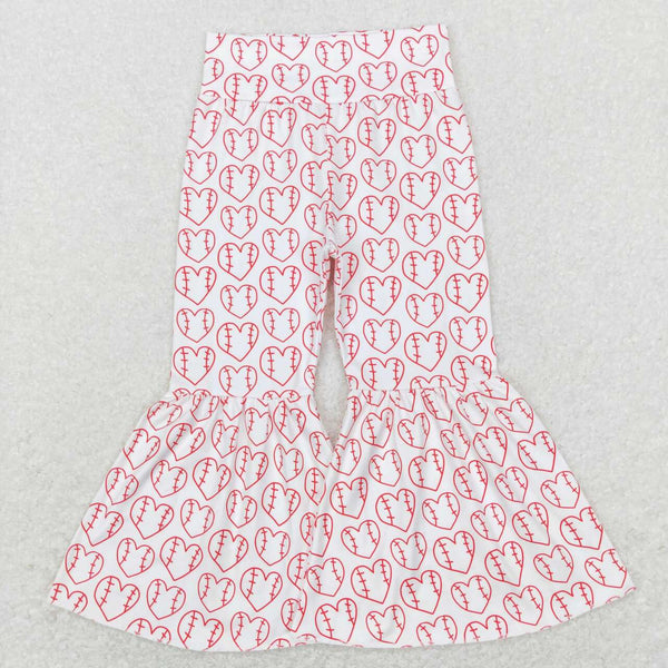 P0404 baby girl clothes Baseball Hearts Valentine's Day bell bottom pant