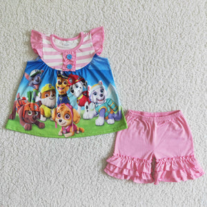 GSSO0010 RTS  kids clothes girl summer cartoon dog set-promotion 2024.5.3 $5.5