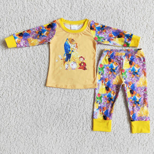 6 B8-4 girl princess cartoon yellow winter long sleeve set--promotion 2025.1.18 $2.99