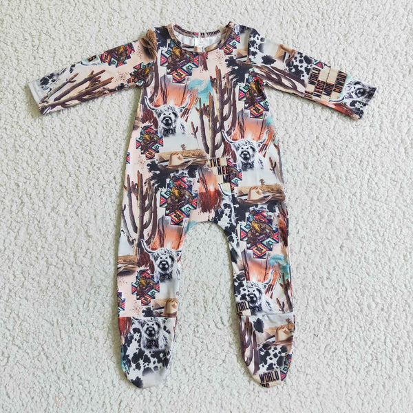 LR0069 baby clothes cow zipper romper-promotion 2024.11.16 $5.5