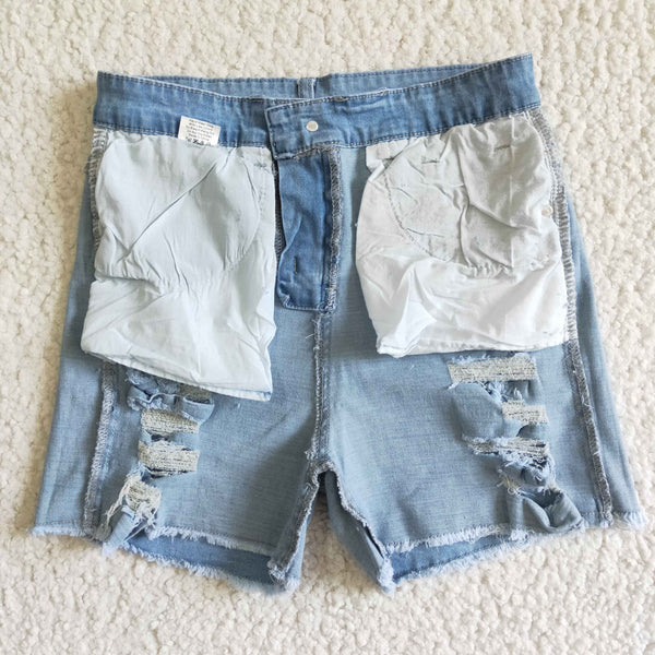 Adult Woven blue denim shorts