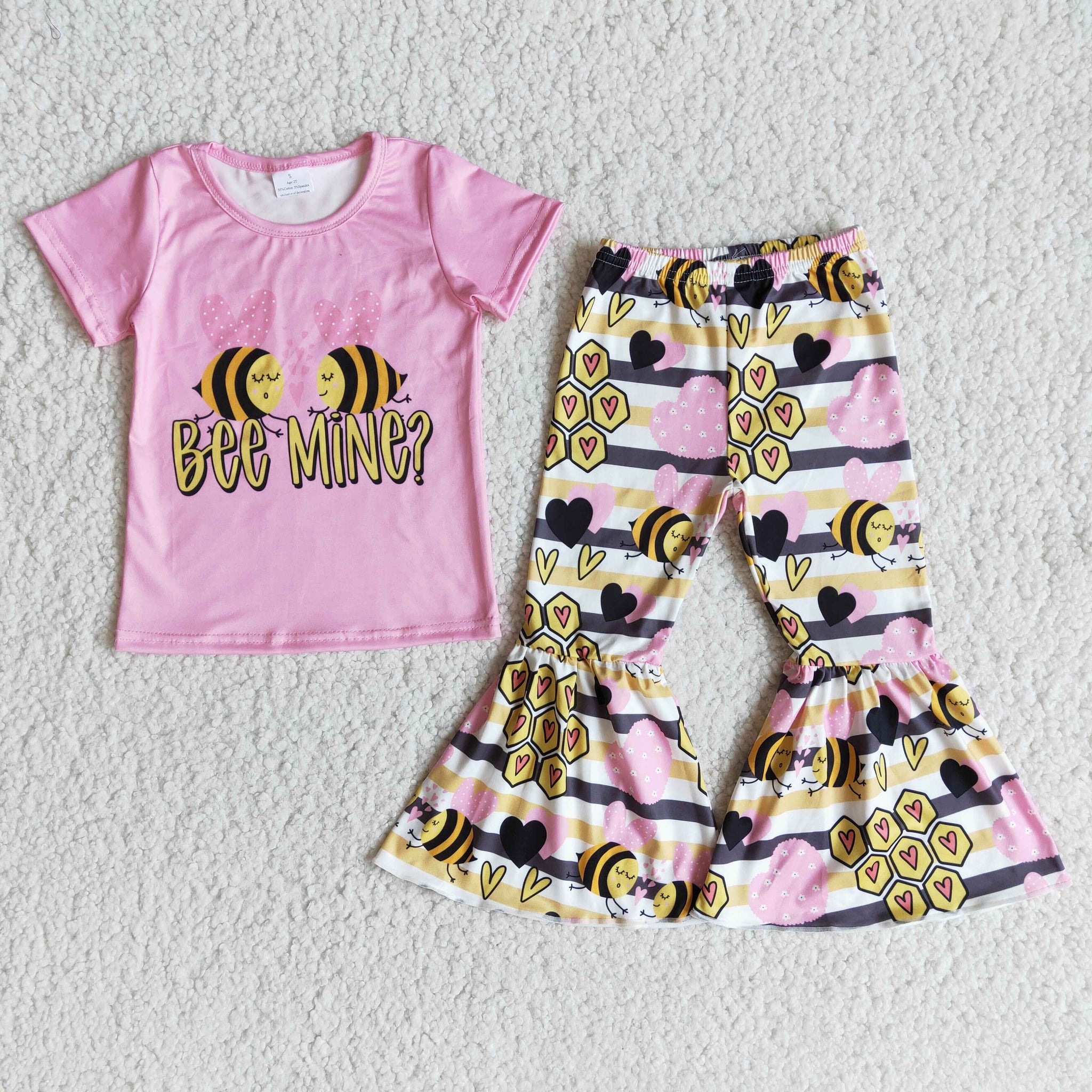 E10-26 girl bee farm short sleeve fall spring set-promotion 2024.1.13 $5.5