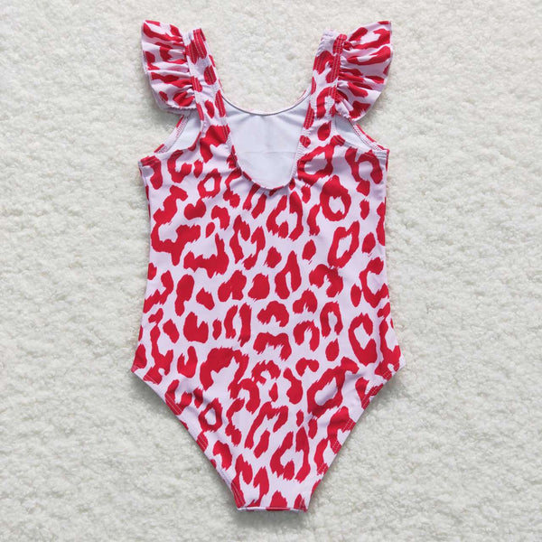 S0155 baby girl clothes pink leopard girl swimsuit swimwear