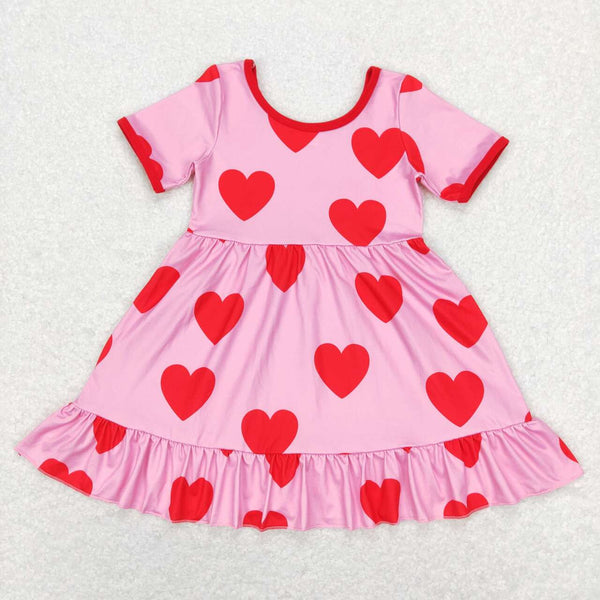 GSD0629 baby girl clothes girl heart baby valentines day dress toddler summer dress