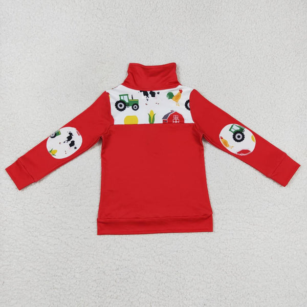 BT0347 toddler boy clothes red tractor boy winter zipper top-promotion 2025.1.18 $4.5