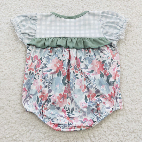 SR0345 baby girl clothes floral summer bubble