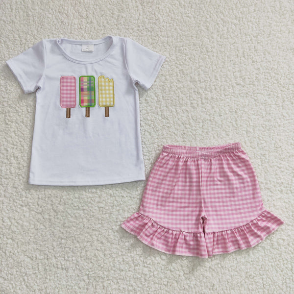 GSSO0157 baby girl clothes summer outfits popsicle girl summer shorts set