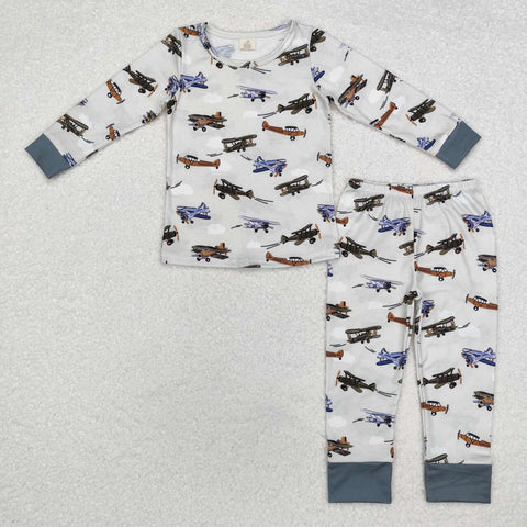 BLP0647 RTS toddler boy clothes airplane boy  winter set-bamboo