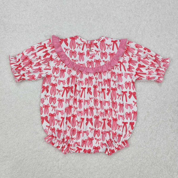 LR2153 RTS baby girl clothes mama's bestie pink bows girl summer bubble mother's day clothing
