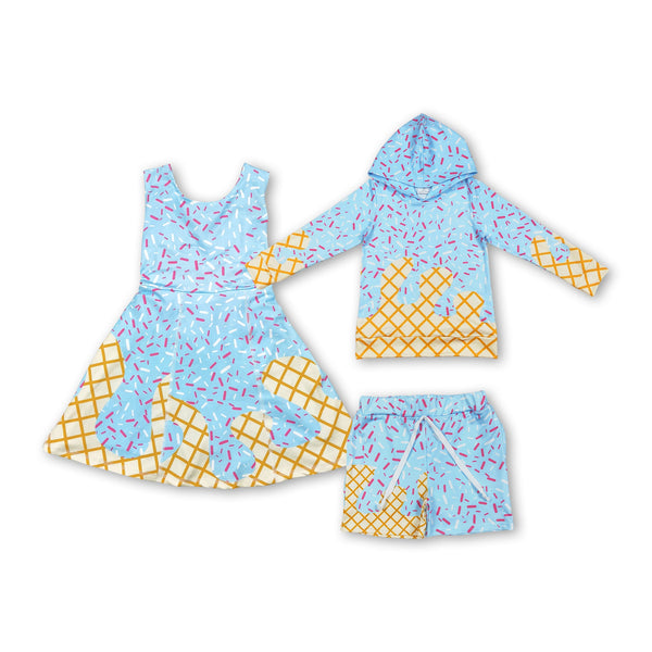 RTS baby match clothes  Ice cream print baby summer yoga clothes-2025.7.19