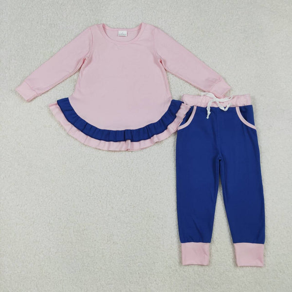 GLP2401 RTS girl clothes pink girl winter set pants set