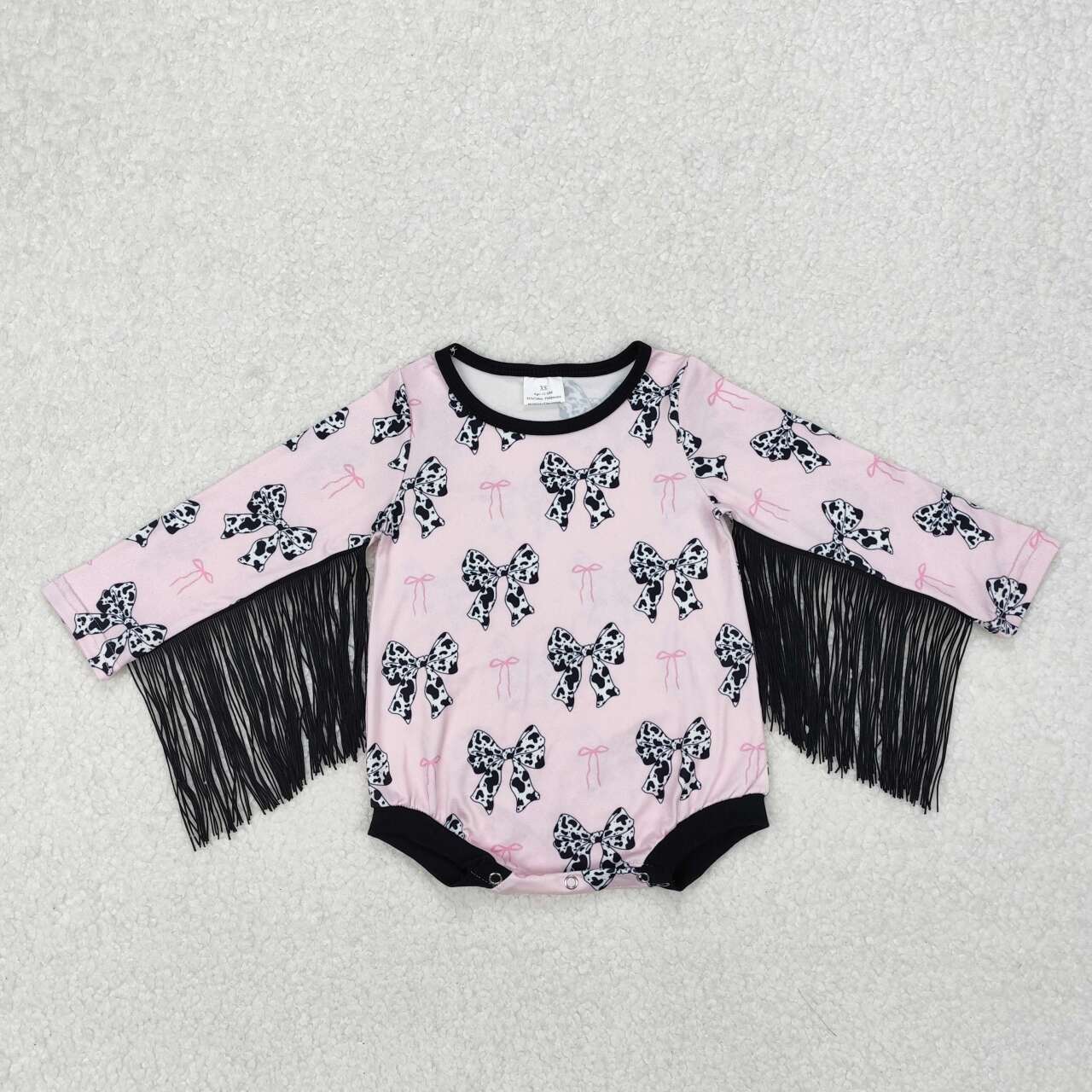 LR1824 RTS baby girl clothes bows tassel girl winter bubble