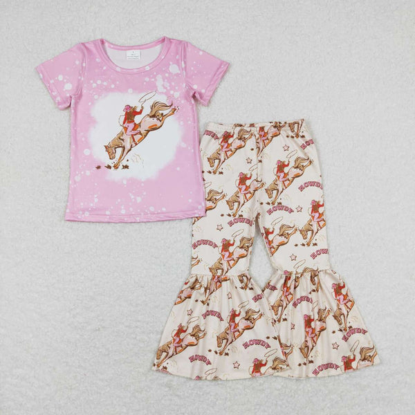 GSPO1487 RTS baby girl clothes howdy cowgirl girls bell bottoms outfit western clothes
