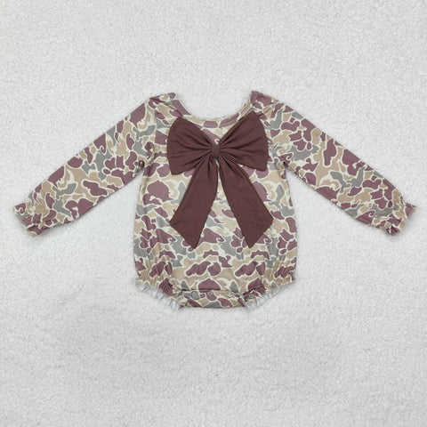 LR2034 RTS baby girl clothes bow camo girl winter bubble