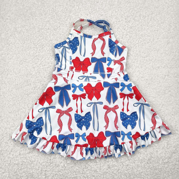 GSD2345 RTS girl clothes bows girl summer 4th of July Patriotic dress yoga clothes