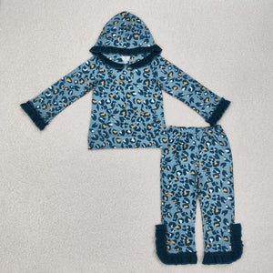 GLP2239 RTS toddler girl clothes leopard print girl winter set pants set