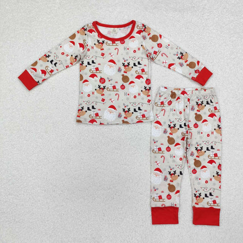 BLP0662 RTS toddler boy clothes santa boy christmas winter set-bamboo