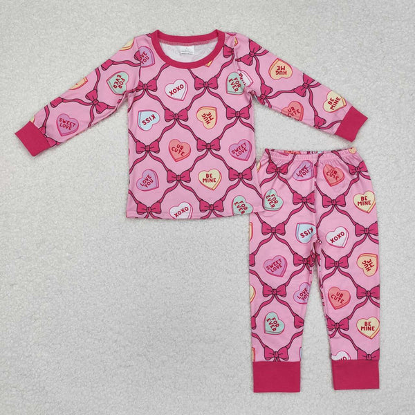 GLP2252 RTS  toddler girl clothes love girl Valentine's Day winter set pajamas set