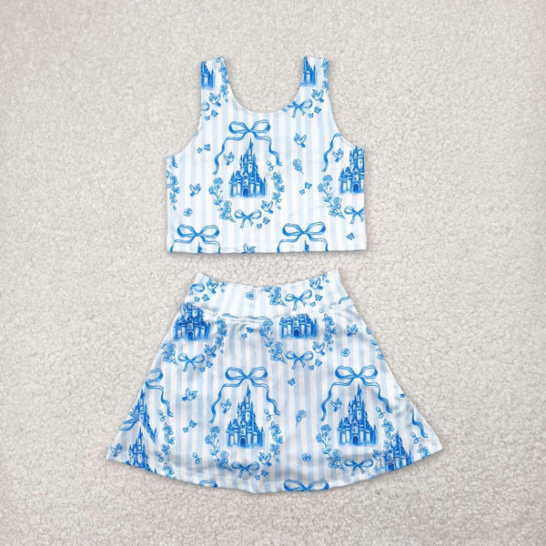 GSD2198 RTS girl clothes castle girl summer set yoga clothes atheletic clothes