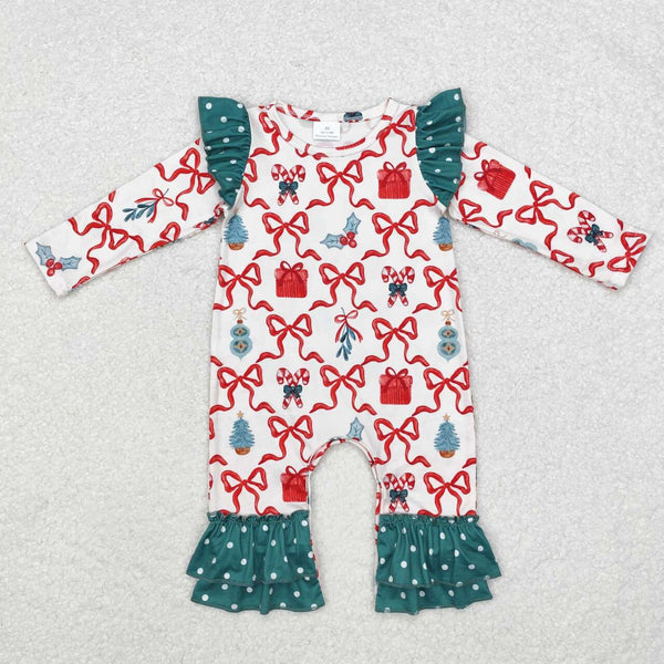 LR1285 RTS baby girl clothes bow gift girl christmas winter romper