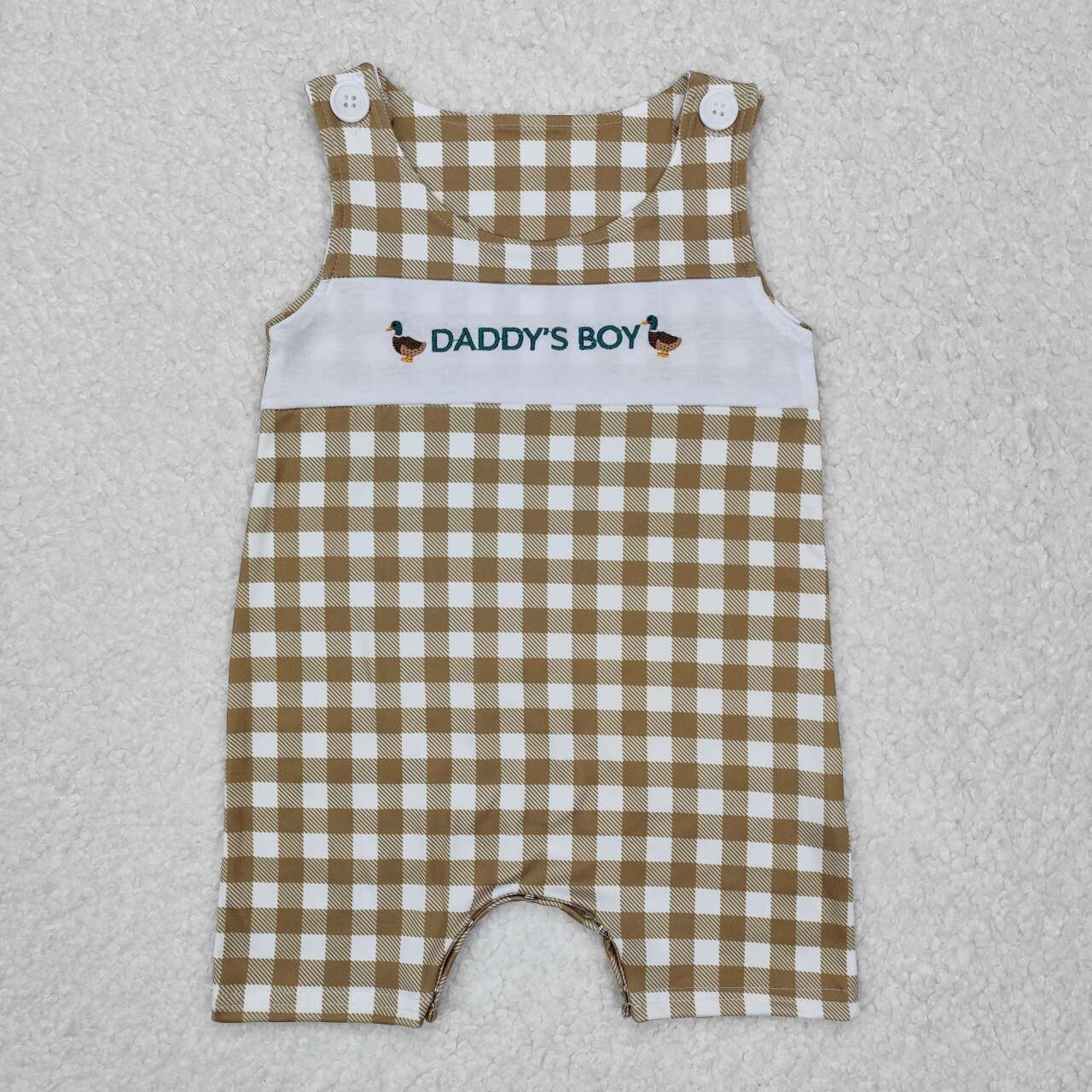 SR2303 RTS baby boy clothes daddy’s boy summer duck embroidery romper